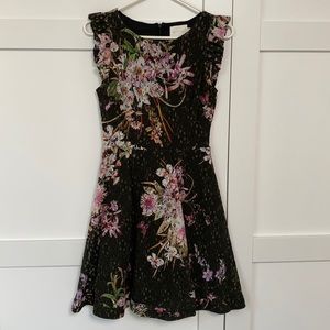 Pretty black lace mini dress with colorful flowers